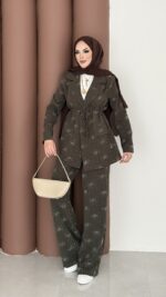 Chanell Business Taşlı İkili Takım - Haki - Görsel 3