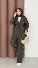 Chanell Business Taşlı İkili Takım - Haki - Görsel 2