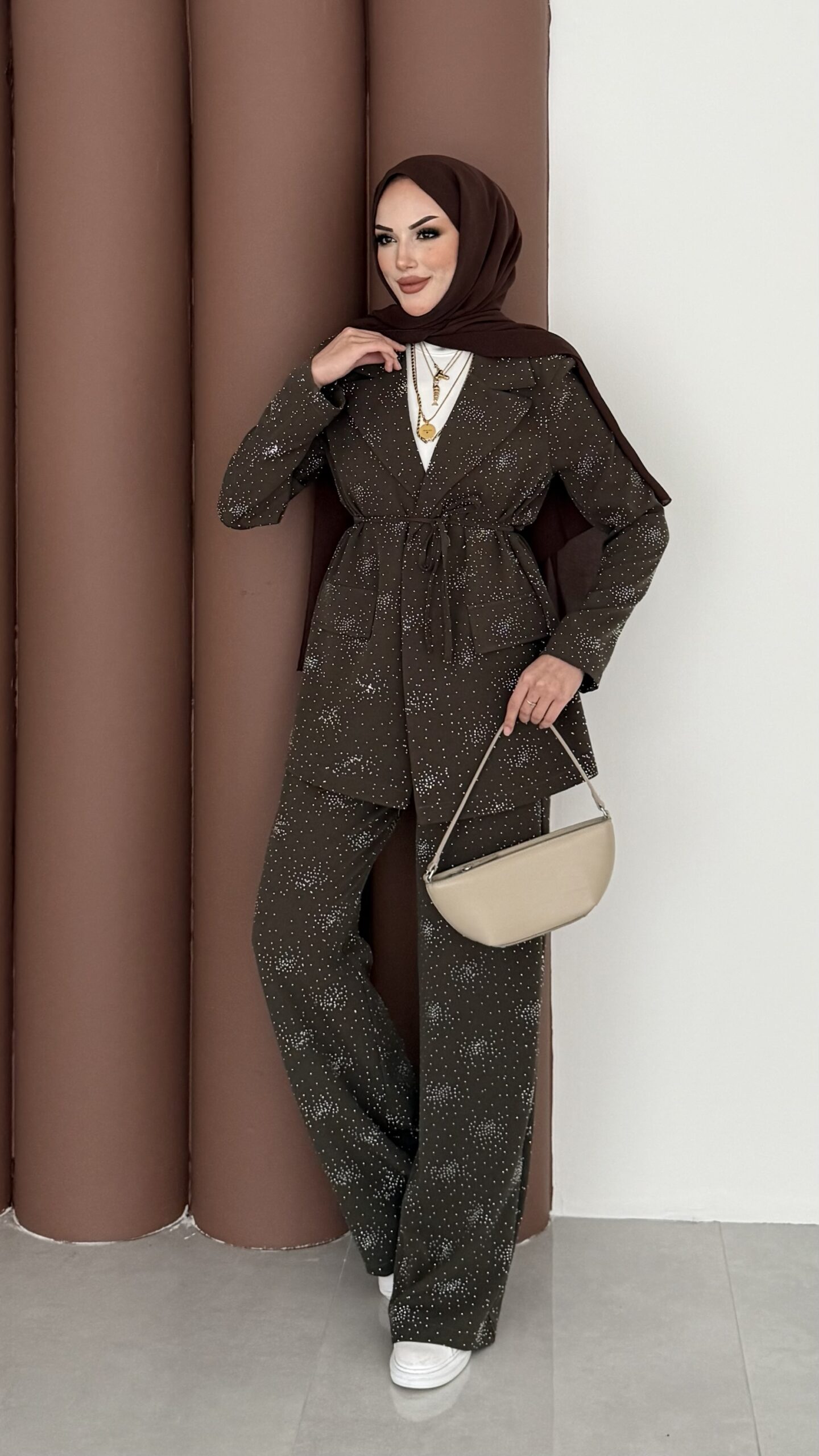 Chanell Business Taşlı İkili Takım - Haki