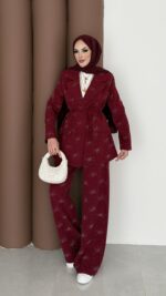 Chanell Business Taşlı İkili Takım - Bordo