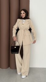 Chanell Business Taşlı İkili Takım - Bej