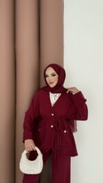 BuQlet Örgü Kemerli İkili Takım - Bordo - Görsel 4