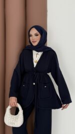 BuQlet Örgü Kemerli İkili Takım - Lacivert - Görsel 7