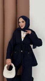 BuQlet Örgü Kemerli İkili Takım - Lacivert - Görsel 6