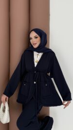 BuQlet Örgü Kemerli İkili Takım - Lacivert - Görsel 4