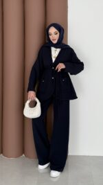 BuQlet Örgü Kemerli İkili Takım - Lacivert - Görsel 3