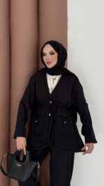 BuQlet Örgü Kemerli İkili Takım - Siyah - Görsel 4