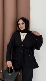 BuQlet Örgü Kemerli İkili Takım - Siyah - Görsel 5