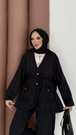 BuQlet Örgü Kemerli İkili Takım - Siyah - Görsel 6