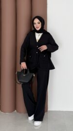 BuQlet Örgü Kemerli İkili Takım - Siyah - Görsel 3
