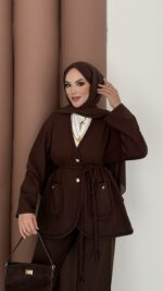 BuQlet Örgü Kemerli İkili Takım - Kahverengi - Görsel 3