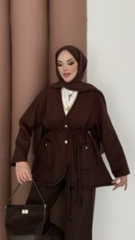 BuQlet Örgü Kemerli İkili Takım - Kahverengi - Görsel 5