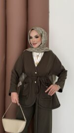 BuQlet Örgü Kemerli İkili Takım - Haki - Görsel 6