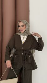 BuQlet Örgü Kemerli İkili Takım - Haki - Görsel 5