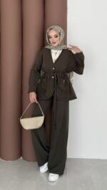 BuQlet Örgü Kemerli İkili Takım - Haki - Görsel 3