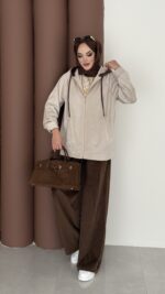 Mega Fitilli Kadife İkili Takım - Kahverengi - Görsel 3