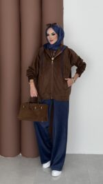 Mega Fitilli Kadife İkili Takım - Lacivert - Görsel 3