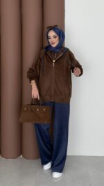 Mega Fitilli Kadife İkili Takım - Lacivert - Görsel 4