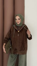 Mega Fitilli Kadife İkili Takım - Haki - Görsel 7