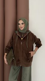 Mega Fitilli Kadife İkili Takım - Haki - Görsel 5