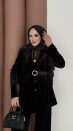 İconic Kadife Blazer İkili Takım - Siyah - Görsel 5