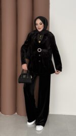 İconic Kadife Blazer İkili Takım - Siyah - Görsel 2