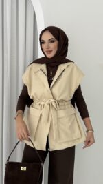 Pinterest Fox Yelek - Bej - Görsel 3