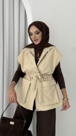 Pinterest Fox Yelek - Bej - Görsel 5