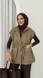 Pinterest Fox Yelek - Haki - Görsel 3