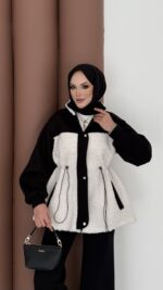 Peluş Garnili Şardonlu İkili Takım - Siyah - Görsel 5