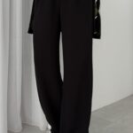 Çırtçırtlı Palazzo Krep Pantolon - Siyah