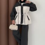 Peluş Garnili Şardonlu İkili Takım - Antrasit