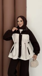 Peluş Garnili Şardonlu İkili Takım - Acı Kahverengi - Görsel 6