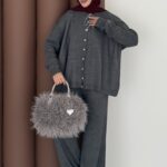 Retro Triko İkili Takım - Antrasit