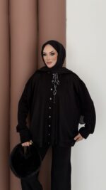 Retro Triko İkili Takım - Siyah - Görsel 4