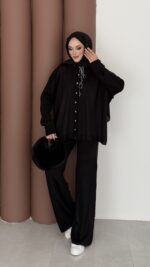 Retro Triko İkili Takım - Siyah