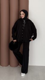 Retro Triko İkili Takım - Siyah - Görsel 3