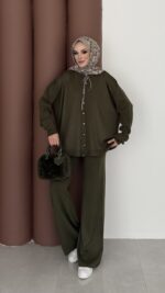 Retro Triko İkili Takım - Haki