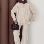 Retro Triko İkili Takım - Bej