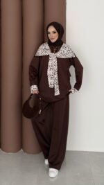 Mofy Fularlı Scuba İkili Takım - Kahverengi