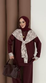 Mofy Fularlı Scuba İkili Takım - Bordo - Görsel 8