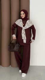 Mofy Fularlı Scuba İkili Takım - Bordo - Görsel 2