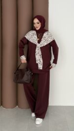 Mofy Fularlı Scuba İkili Takım - Bordo - Görsel 4