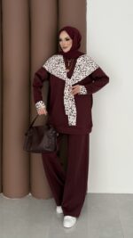 Mofy Fularlı Scuba İkili Takım - Bordo - Görsel 3