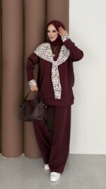 Mofy Fularlı Scuba İkili Takım - Bordo - Görsel 5