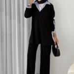 Twist Premium Çizgili İkili Takım - Siyah