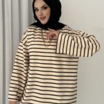 Kapsül Basic Çizgili Sweat - Siyah