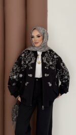 Marka Muadili Gabardin Bomber Ceket İkili Takım - Lacivert - Görsel 4