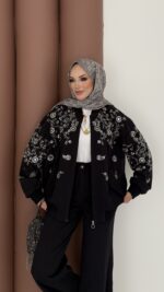 Marka Muadili Gabardin Bomber Ceket İkili Takım - Lacivert - Görsel 3