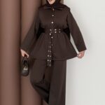 Bondi Vatkalı Çıtçıtlı Scuba İkili Takım - Kahverengi